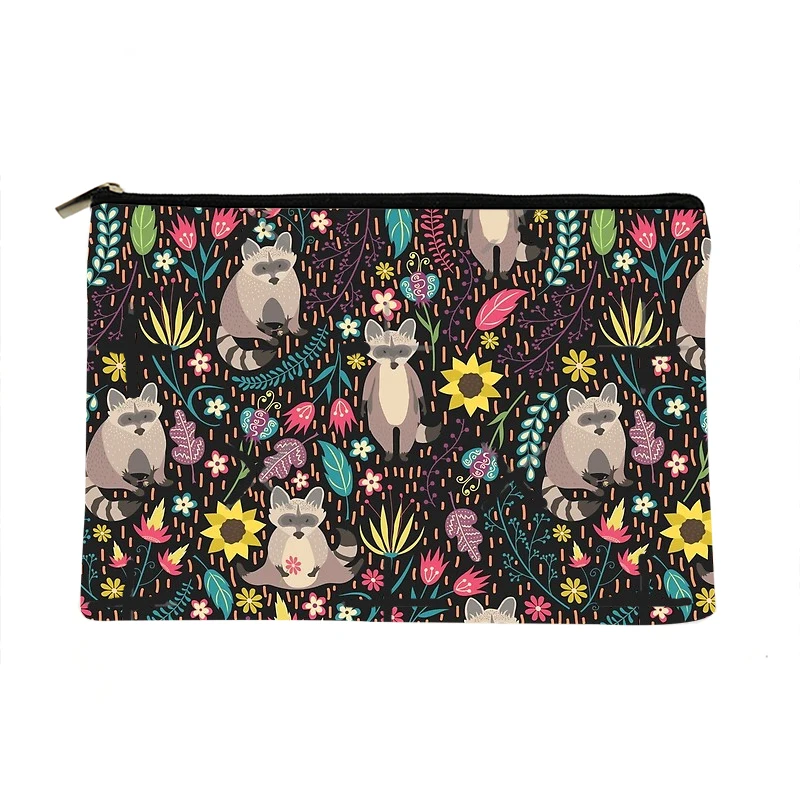 Women grey Raccoon Printed Make up bag Fashion Women Cosmetics Organizer Bag for Travel Colorful Storage Bag for Lady Bag