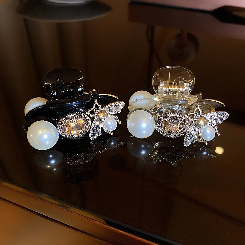 Giallo diamante ape perla artigli per capelli fermagli per capelli copricapo classico perla dorata strass forcine per capelli granchi copricapo all'ingrosso