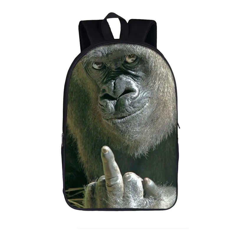 funny orangutan / monkey middle finger print backpack for teenager