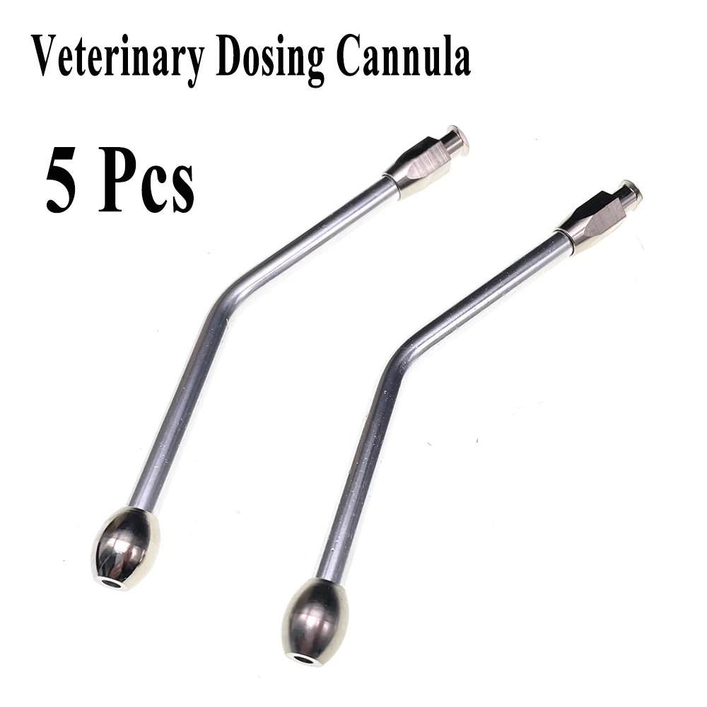 5PCS Veterinary Livestock Dosing Cannula Stainless Steel Drench Drenchor Accessories Connetor Feeding For Cattle Cow Pig Farming