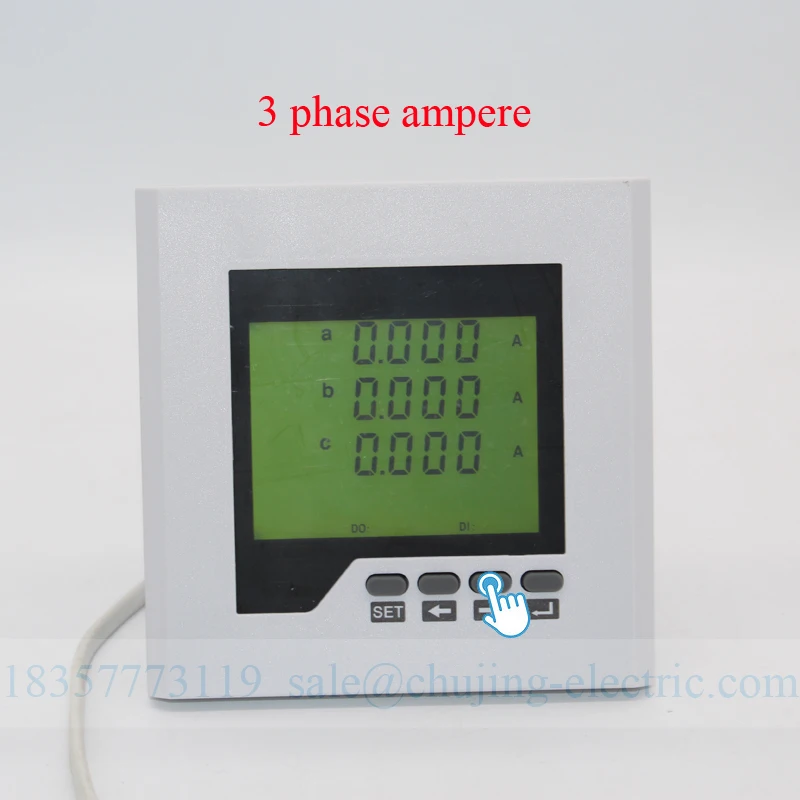 Medidor multifunción trifásico con pantalla LCD, medidor de frecuencia de voltaje de línea a línea, con 3 salidas de relé