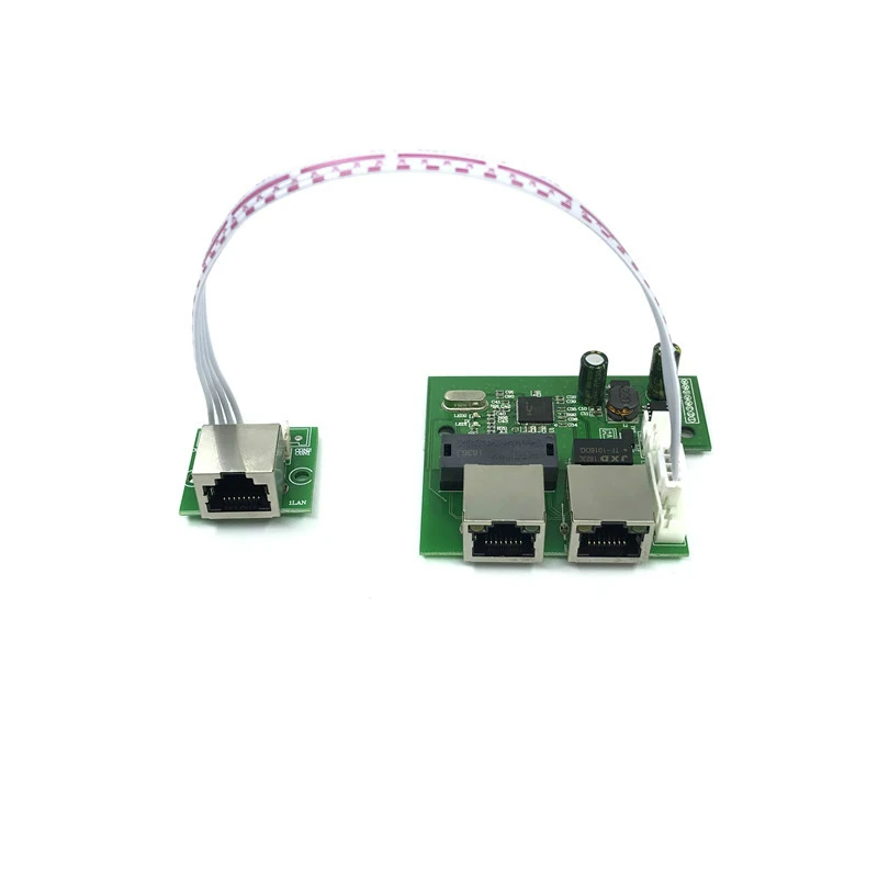 OEM Nhà Máy Sản Xuất Trực Tiếp Mini Nhanh 10/100Mbps Cổng Mạng Ethernet Lan Hub Chuyển Đổi Bảng 2 lớp Pcb 3 Rj45 5V 12V Đầu Cổng