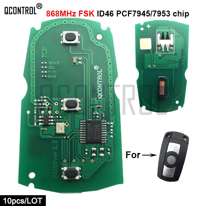 QCONTROL Car Remote Smart Key Circuit Board for BMW CAS3 System X5 X6 Z4 1/3/5/7 Series 868MHz ID46 PCF7945 Control Alarm