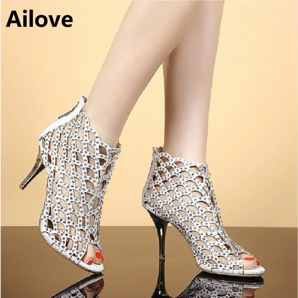 Ailove botas de dança social strass latina ballroom sapatos de dança tango salsa valsa danc peep-toe saltos s029