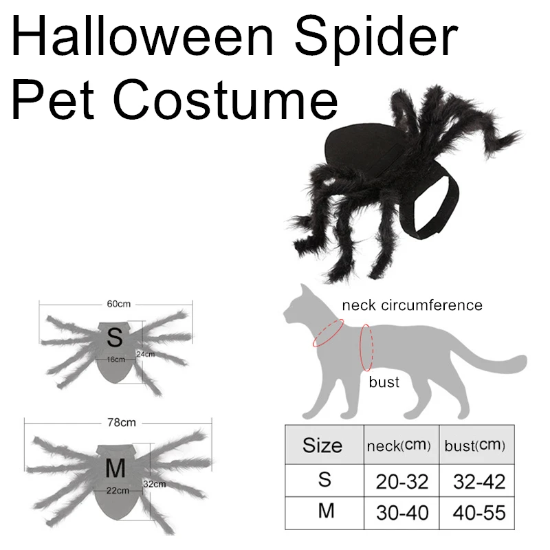 Halloween Spider Costume for Dog Cat Halloween Pet Costume Party Supply Spider Cosplay Costumes for Small Medium Dogs and Cats