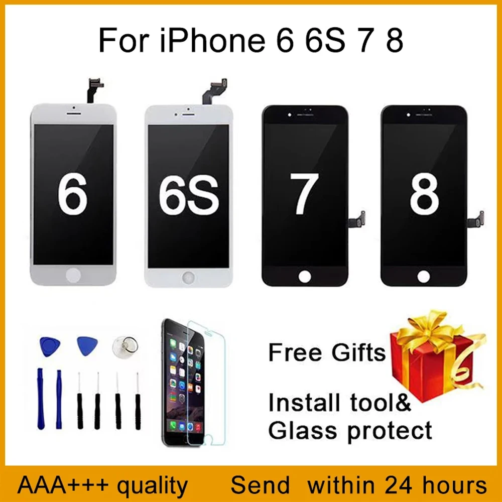 AAA+++Quality For iPhone 7 LCD Screen Replacemen No Dead Pixel Pantalla Diaplay For iPhone 6 6S 7 8 Plus Display Touch With Gift