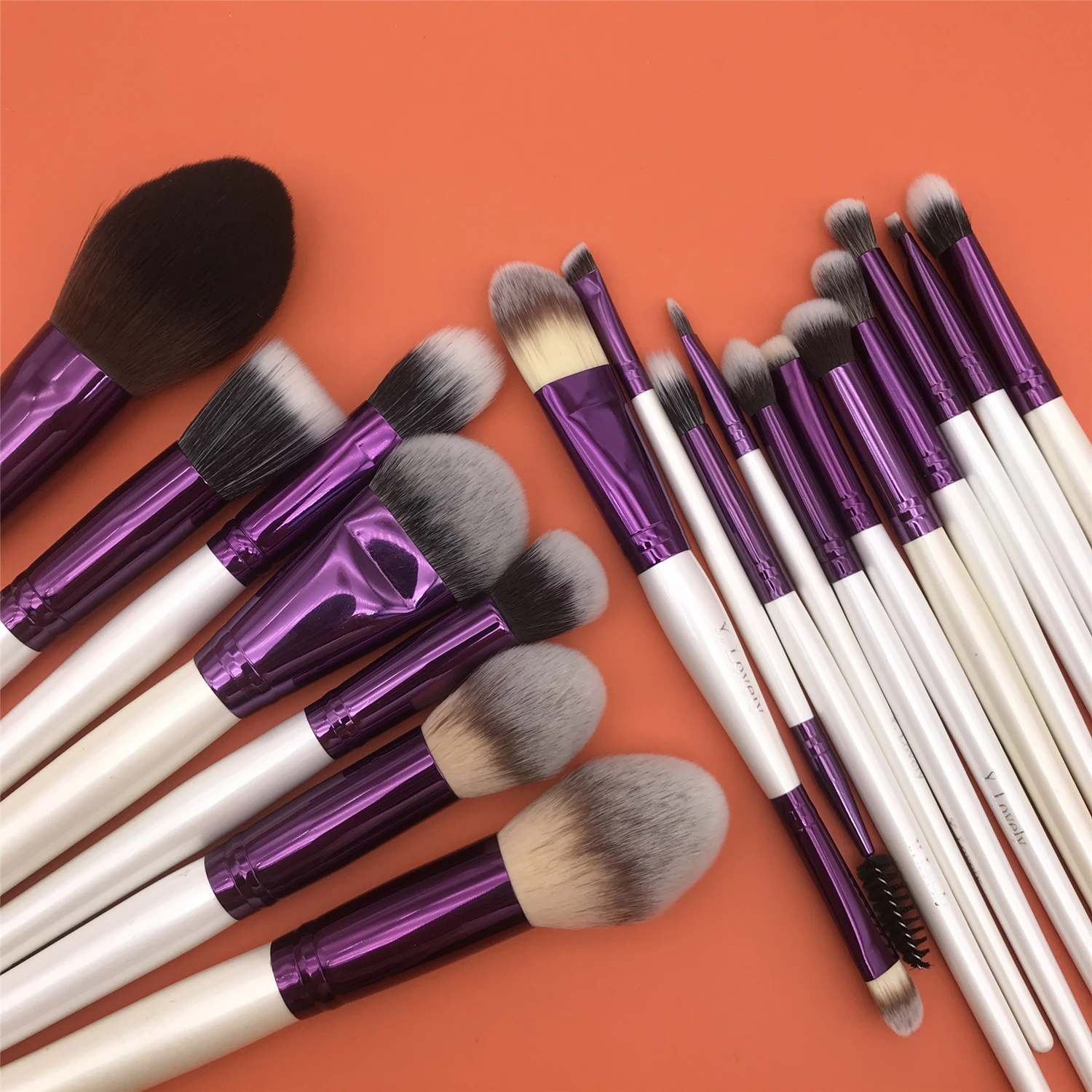 YLovely Super Soft  Pro Quality Synthetic White Purple Cosmetic Powder Blush Eyeshadow Eyeline Mask Makeup Brush Set