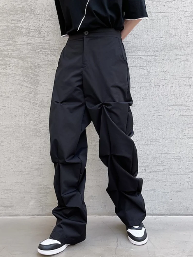 Men's Suit Trousers Spring And Autumn New Hip Hop High Street Hair Stylist Style Personality Pleated Casual Oversized Trousers