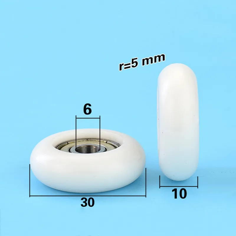 20pcs/100pcs 6*30*10mm 626ZZ Bearing Coated Plastic Pulley POM Shell Spherical Radian Radius 5mm Low Noise Guide Wheel