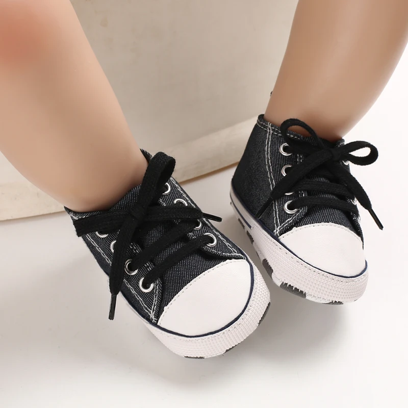 Canvas-Turnschuhe für Babys, Jungen und Mädchen, Lauflernschuhe für Kleinkinder, rutschfest, weiche Sohle, klassische Schuhe für Neugeborene, 0–18 Monate – Detail 19
