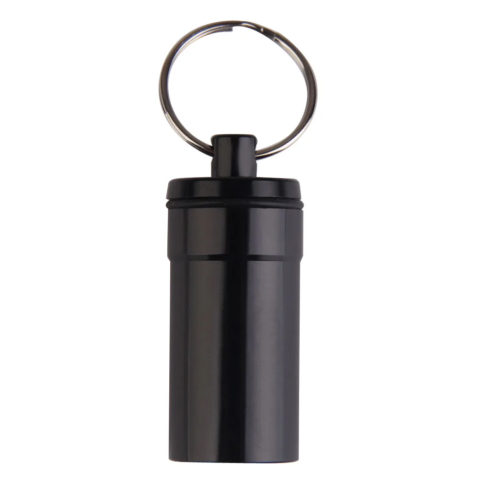 Mini First Aid Cartridge Keychain Aluminum Alloy Keychain Capsule Container Waterproof Practical Key Ornaments for Outdoor