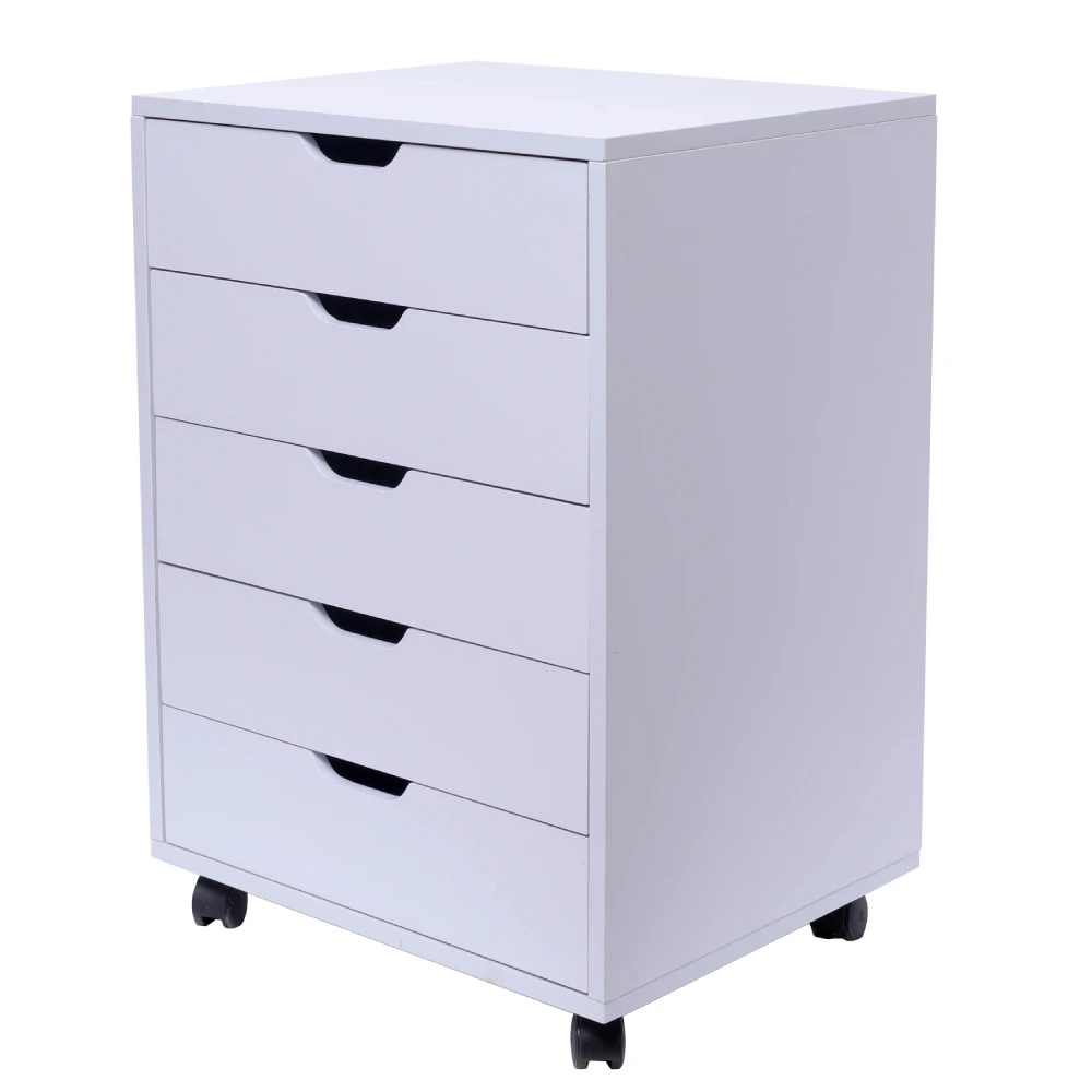 5-Drawer Wood Filing Cabinet Mobile Storage Cabinet for Closet   Office White Color  Office Cabinet File Cabinet