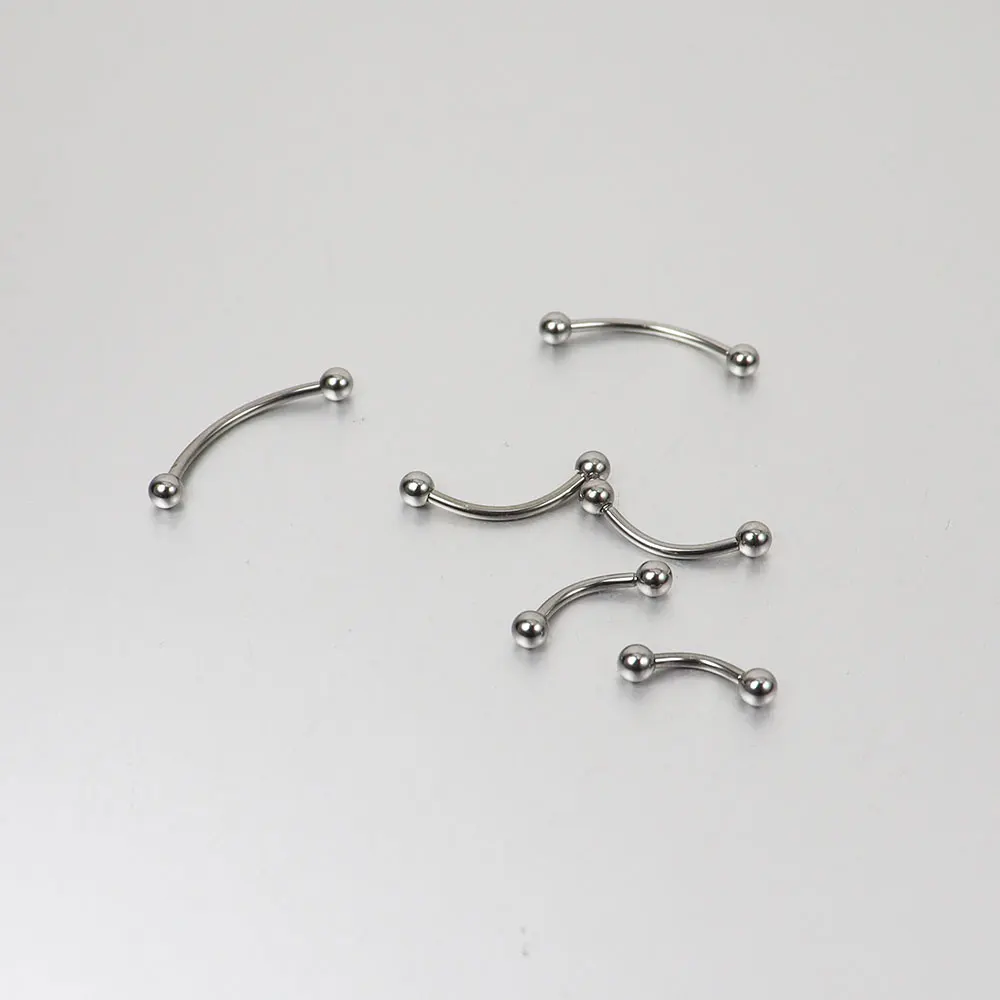 2 Pieces 16G 1.2mm Stainless Steel Eyebrow Ring Body Piercing Jewelry 8mm 16mm Long Curved Barbell