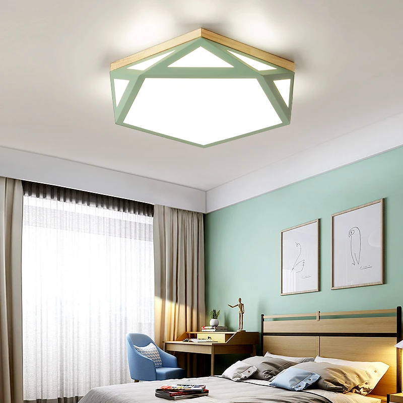 

Macaron diamond ceiling lights wood Nordic Acrylic led ceiling Lamp Modern Home lighting Living Room Kids Bedroom kitchen light