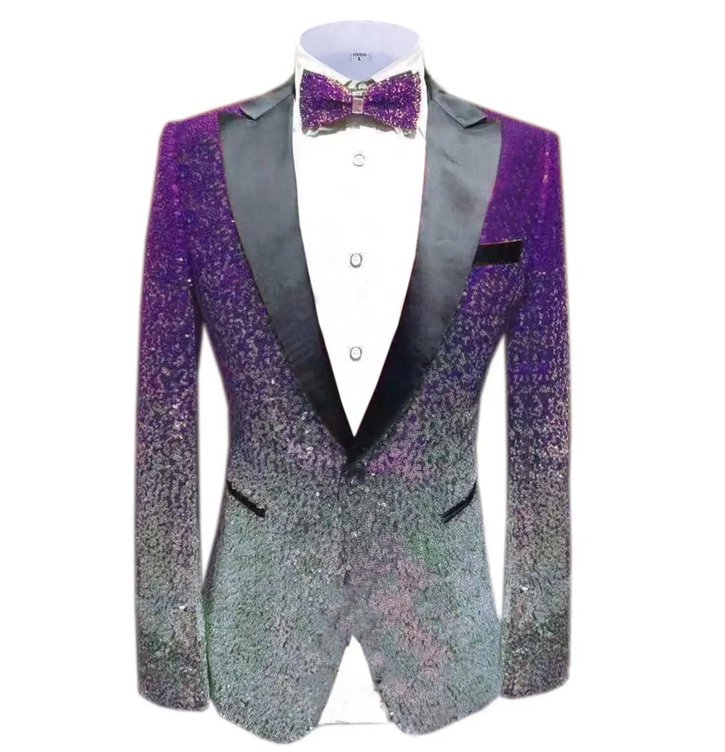 Men\'s Suits Jackets Shiny Sequin  1 Piece Slim Fit Tuxedo Party Blazer for Wedding Groomsmen Jacket(Only Blazer)t