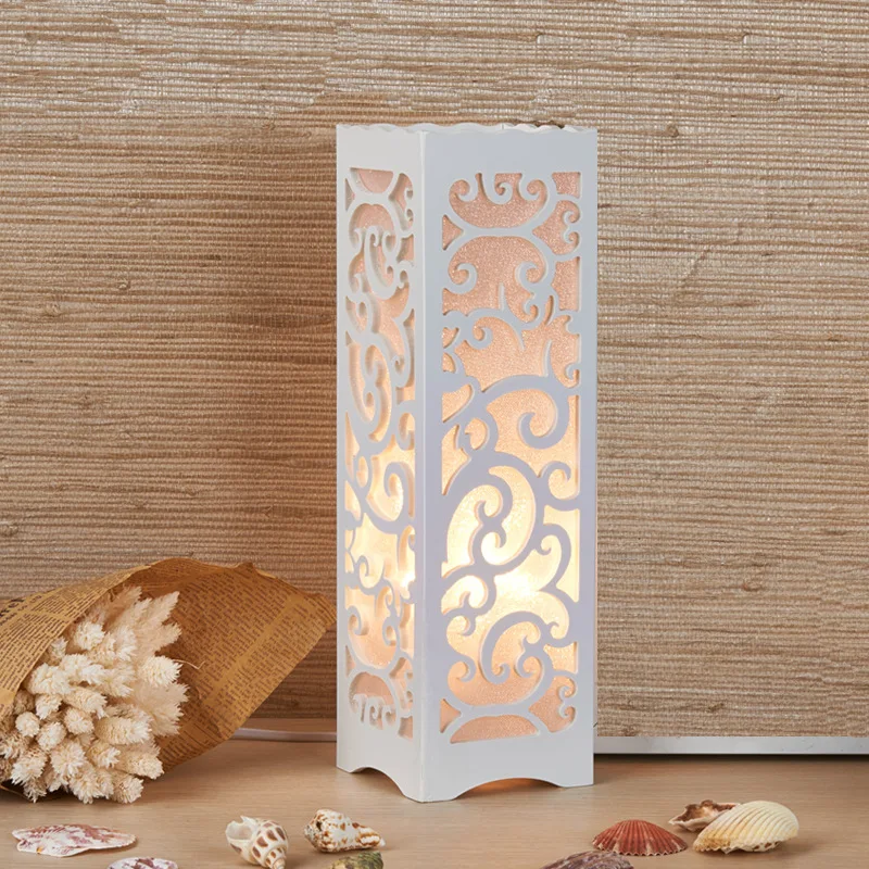 

Modern LED Hollow Carved Table Lamps for Living Room Art Deco Bedroom Bedside Lamp Plastic Lampshade Makeup Table Light Fixtures