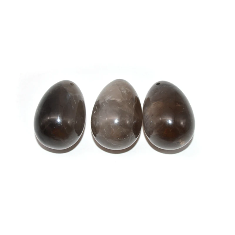 

Yoni Egg 3-pcs Set, Natural Smoke Crystal Egg for Women, Drilled Massage Stones to Treat Pelvic Muscles Kegel Exercise