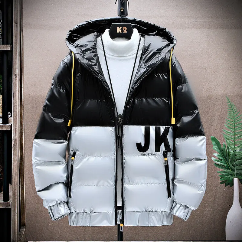 

2021 Winter Season New Youth Large Size Bright Down Cotton-Padded Coat For Men