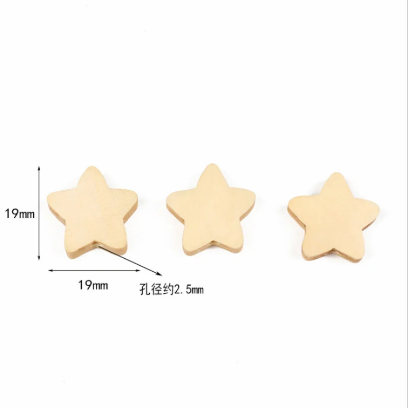 50Pcs/Set Five-Pointed Star Wooden Beads DIY Crafts Jewelry Tools Custom Hemu Loose Beads Home Decorations Baby Toys Accessories