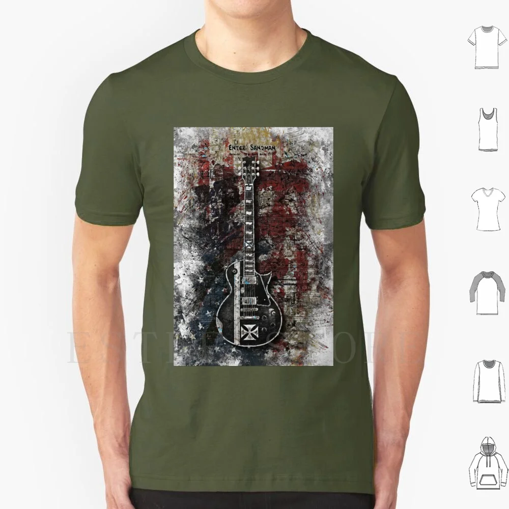 Guitar Iron Cross Modern Art T Shirt Print Cotton String Instrument Electro Guitar Electric Guitar Guitar Musical Instrument