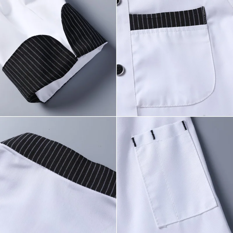 Lange Mouwen Kok Werk Uniform Unisex Keuken Jas Catering Uniform Hotel Serveerster Restaurant Kleding Bakkerij Werkkleding Mannen