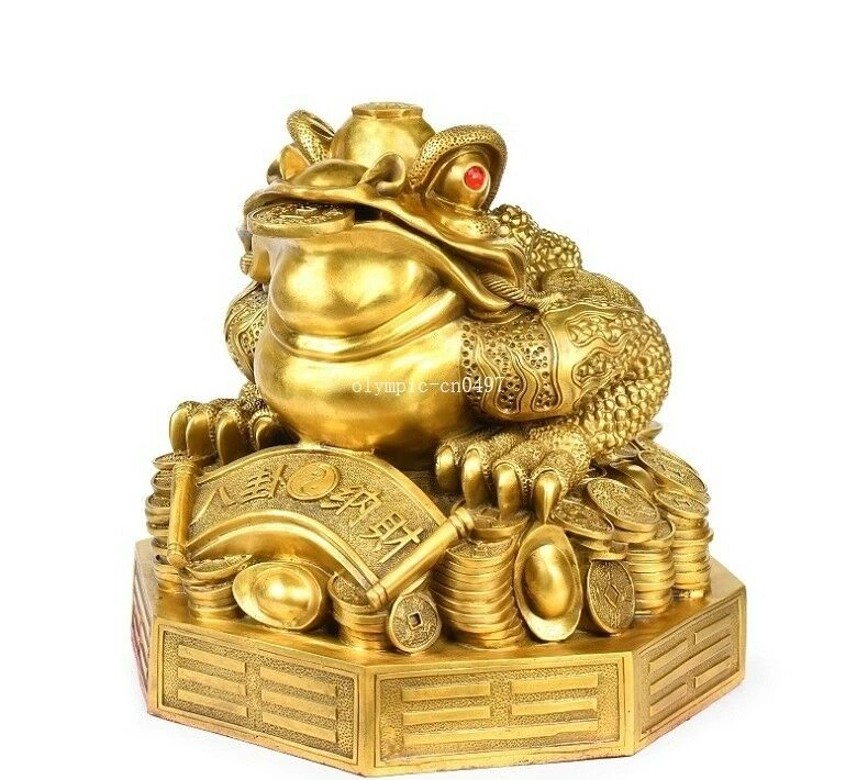 

17'' Pure brass shop fengshui Eight diagrams treasure wealth Jin Chan toad