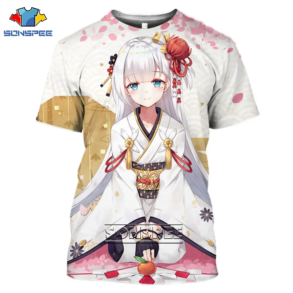 SONSPEE Azur Lane Anime Men Women 3D Print T-shirt Harajuku Summer Kawaii Sexy Loli Gir Fashion Bikini Short Sleeve O-Neck Top