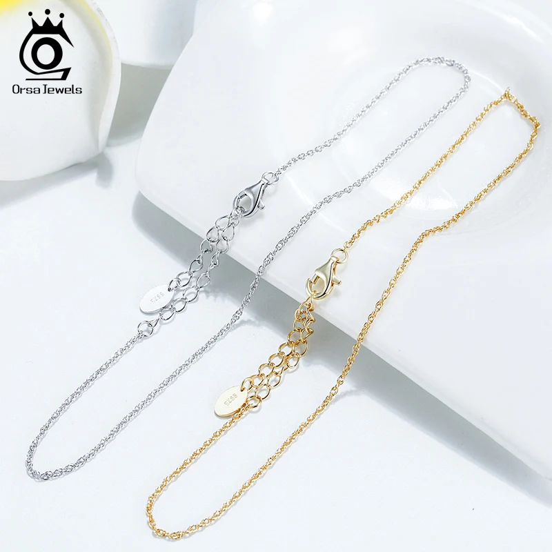 ORSA JEWELS S925 Sterling Silver 1MM Chain Anklet For Women Foot Chain Anklet Summer Adjustable Dainty Jewelry Accessories SA06