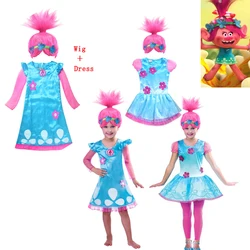 Trolls 2 Kids Dresses For Girls Princess Costume Kids Cosplay trolls Poppy Party Dresses Vestido Fantasia Infantil Girl Clothing