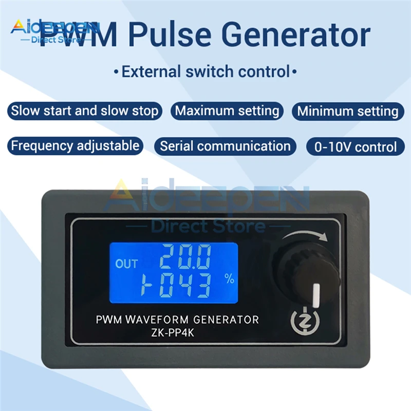 PP4K DC 3.3-30V ดิจิตอลจอแสดงผล RPM ปรับ PWM PULSE Generator แสง LED มอเตอร์ควบคุมความเร็วเริ่มต้นช้าและหยุดช้า