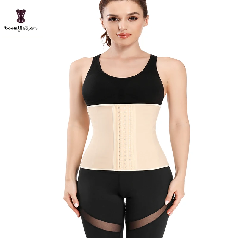 100% Latex 96% Cotton Material Women Fitness Outfit Waist Trainer Corset Workout Sport Girdle 9 Steel Bones Colombians Shaper