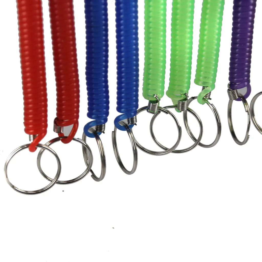 12pcs Mixed Color Retractable Spiral Stretch String Key Chain Keyrings