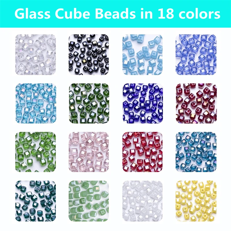 4 6mm Czech Faceted Square Cube Crystal Beads for Jewelry Making Beadwork Accessories Transparent Glass Beads Wholesale Z902