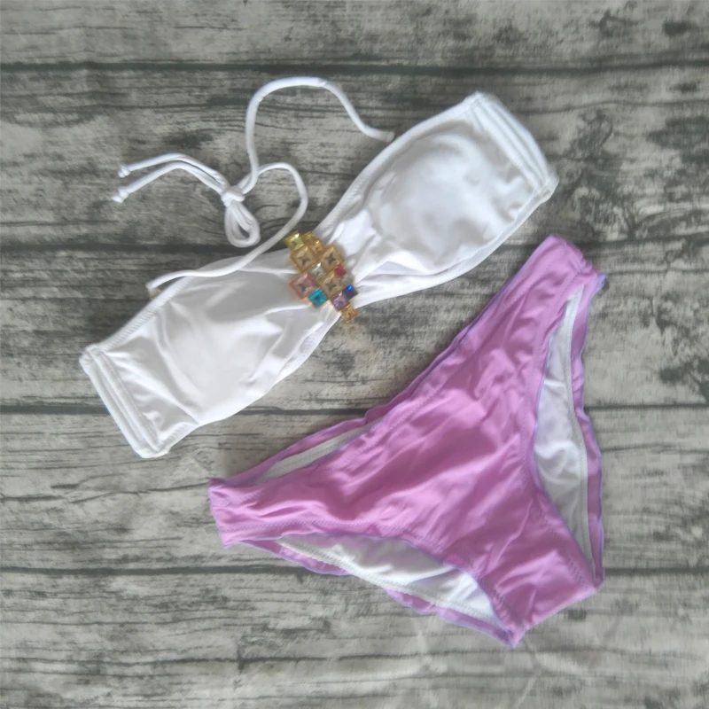 Bikini brasileño con Push-Up para mujer, traje de baño sexy con diamantes de mariposa, 2019