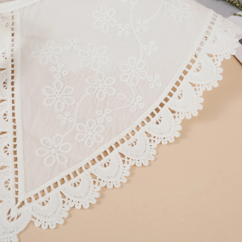 Japanese Stylish Fake Collar Dickey for Women Girls Floral Embroidered Lace White Shawl Scarf Student Necklace Capelet F3MD