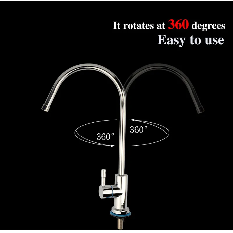 Gooseneck Water Purifier Faucet Reverse Osmosis Drinking Water Filter Faucet Chrome Plating 3/8\