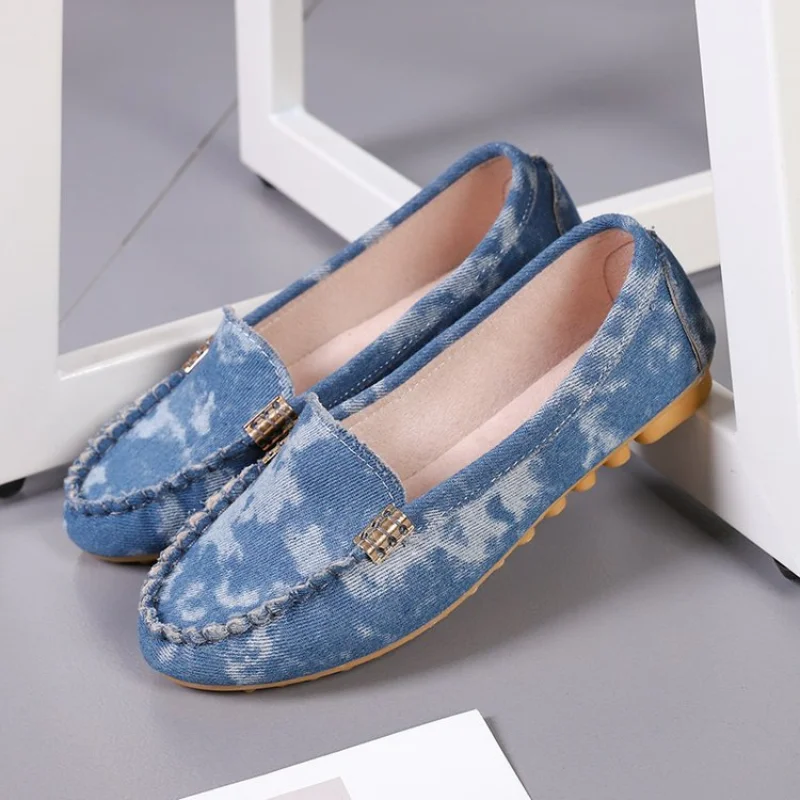 Scarpe basse antiscivolo da donna mocassini piatti autunnali 2021 estate morbida punta tonda traspirante Denim Slip on scarpe da donna Zapatos Mujer