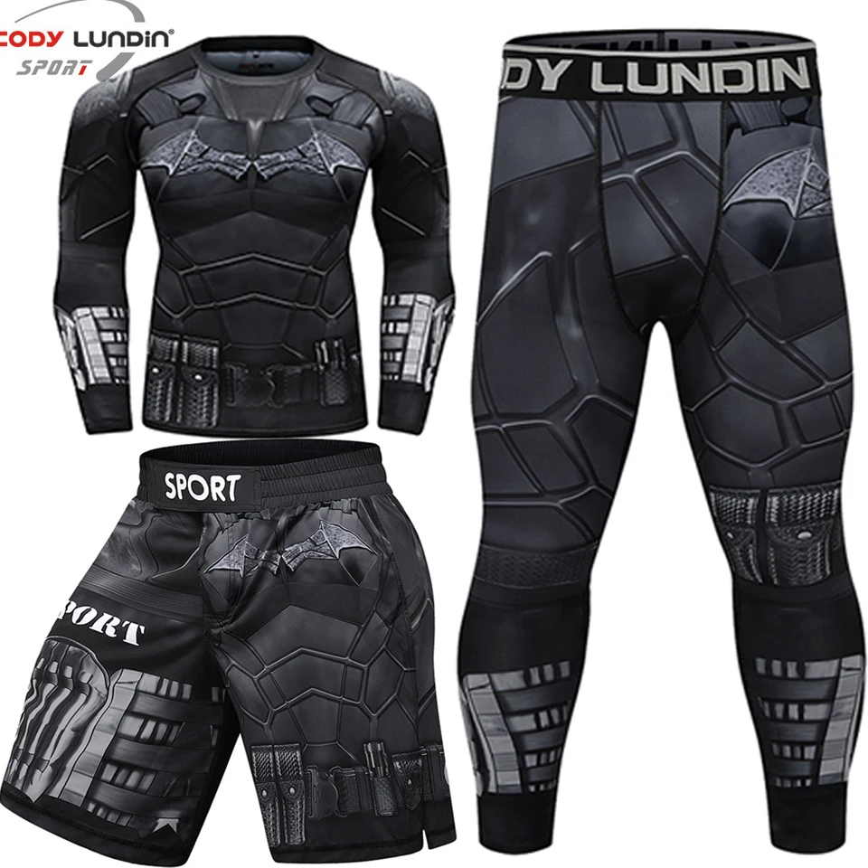 MMA Rashguard T Shirts+Pants Rash Guard Shorts BJJ Tracksuit Boxing Jerseys Muay Thai MMA Compression Men Kickboxing Sport Sets