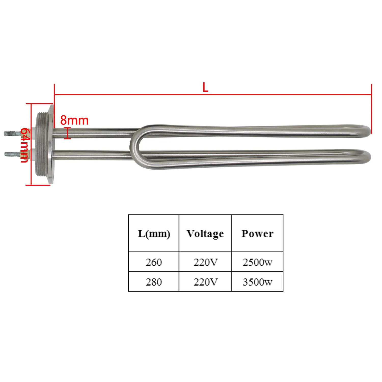 Imagem -02 - Aquecedor de Imersão Elétrico 220v kw kw Polegadas Tripé od 64 mm Peça para Aquecimento de Água Fabricação de Cerveja