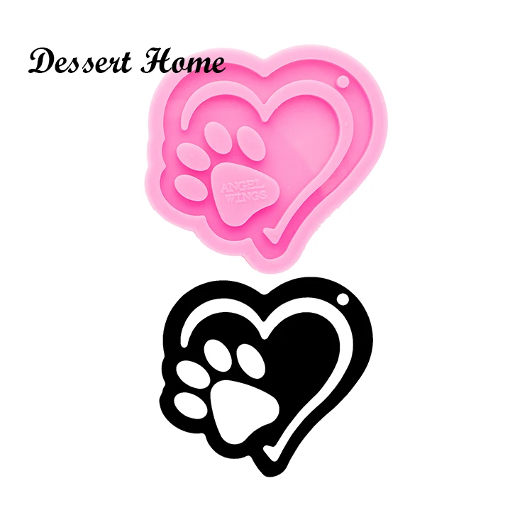 DY0584 Heart with Paw/Horseshoe/Puzzle Epoxy Resin Molds For Jewelry Diy Silicone Keychain Decoration Shiny Glossy