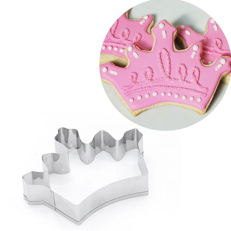 New Crown Cookie Cutter Stainless Steel Biscuit Knife Baking Fruit Kitchen Tools Mold Embossing Printing