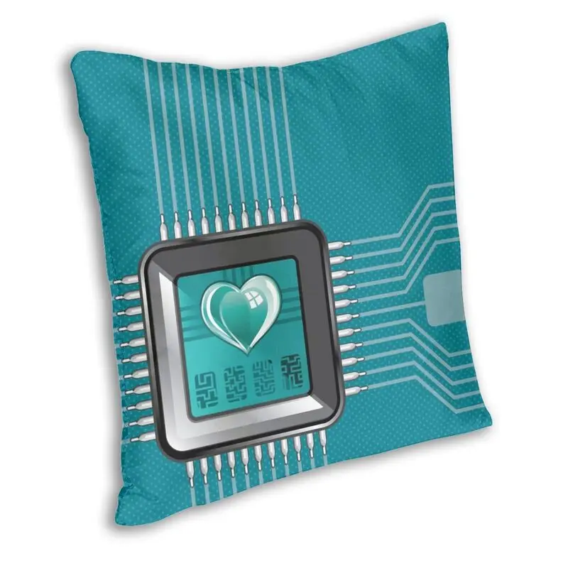 Heart Processor Square Throw Pillow Case Home Decor Two Side Printed Cpu Science Hacker Programmer Cushion Cover for Living Room