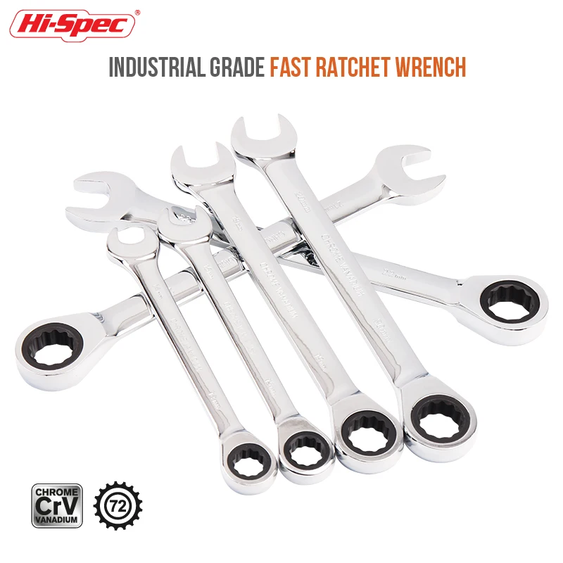 Hi-Spec Wrench Set Double Head Socket Nut Ratchet Spanners Wrench Fine Tooth Gear Ring Torque and Socket Wrench Set Hand Tools