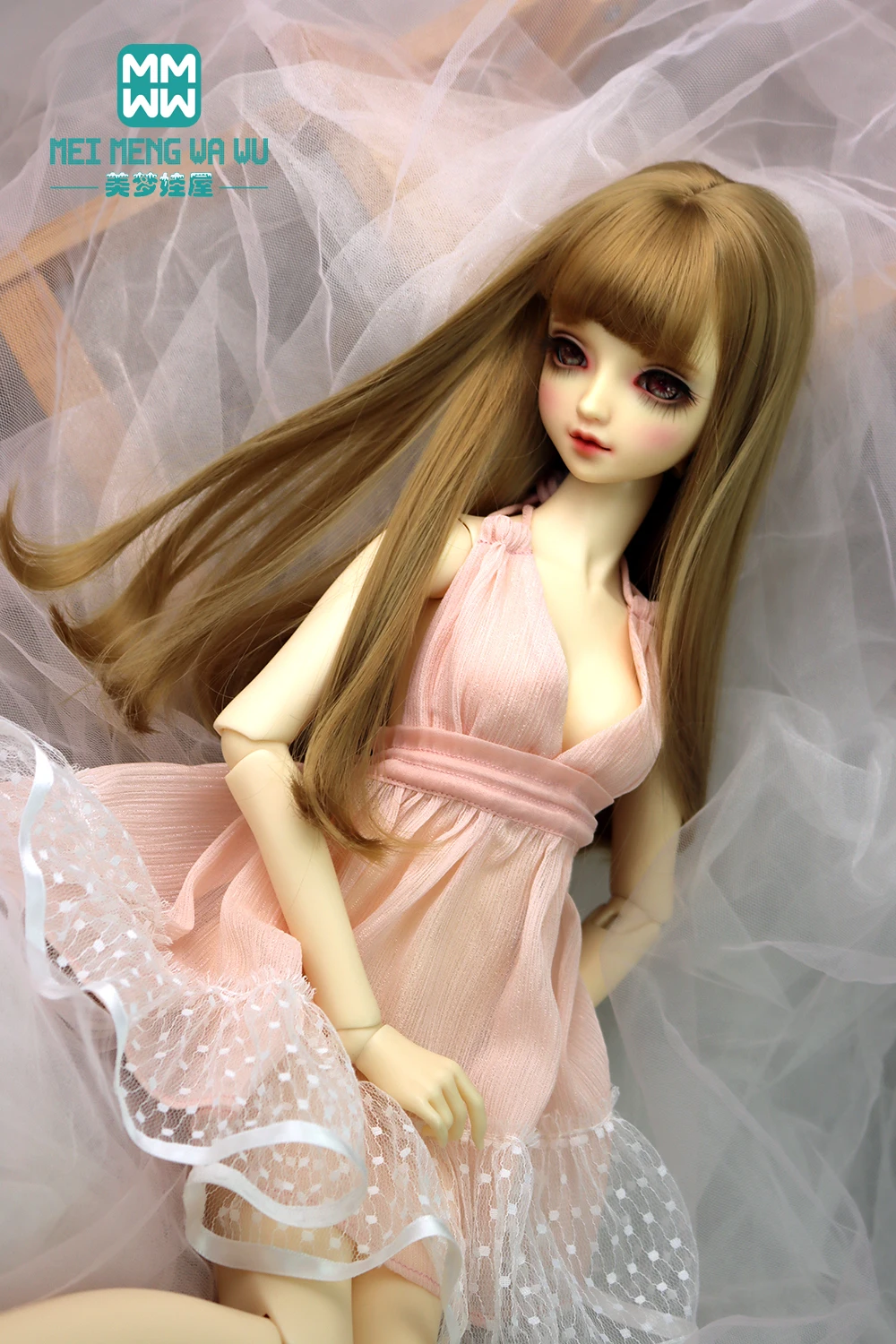 

58--60CM 1/3 BJD Doll clothes DD SD Toy ball joint doll accessories Fashion pink gauze skirt