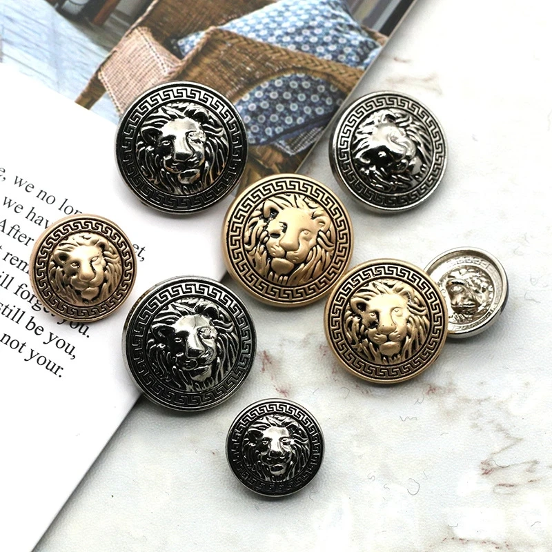 6PCS Clothes Buttons Fashion Sewing Button Round Shaped Metal Gold Button Set for Men Women Blazer Coat Uniform Shirt