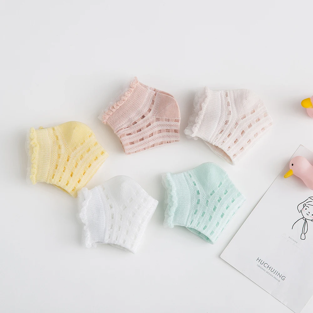 Chaussettes d\'été en coton à carreaux pour bébé de 2 à 9 ans, 5 paires/lot, fines, colorées, solides, en maille, mignonnes, pour nouveau-né, garçon,