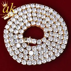 Aokaishen Tennis Chain Men Necklace Real Gold Plated Hip Hop Rock Street Jewelry Iced Out Charms Free Shipping Items Christmas