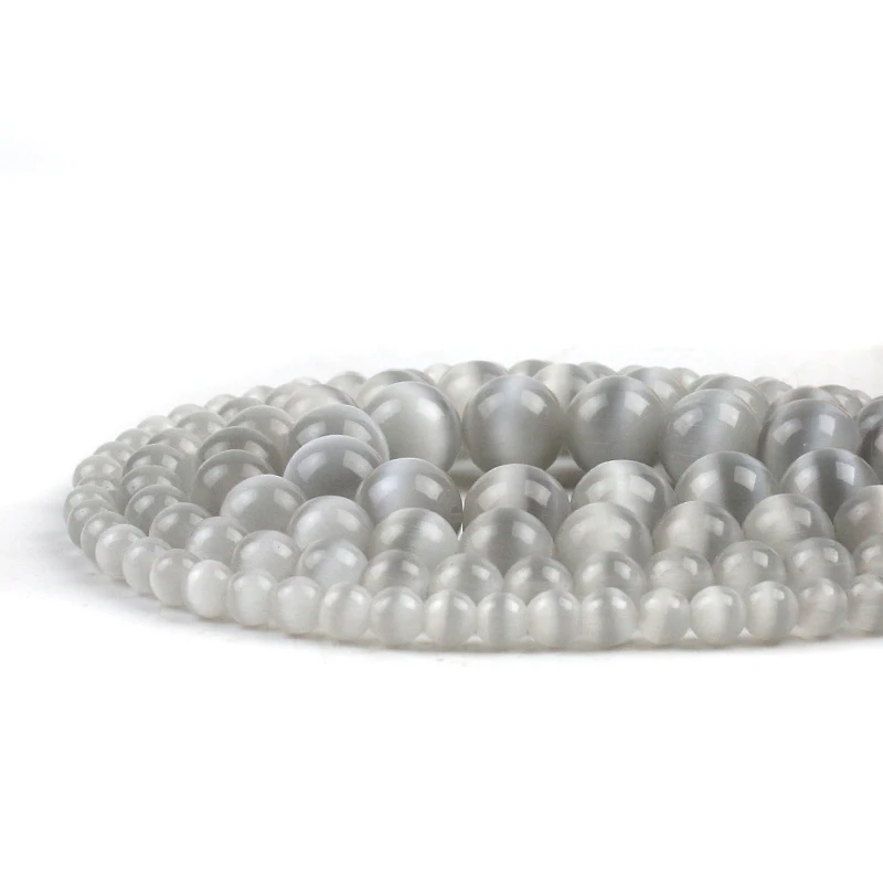 Picture 3: New Stylish Natural Grey Cat-eye Stone Round Beads for DIY Jewelry Making Bracelet Necklaces 4/6/8/10/12mm