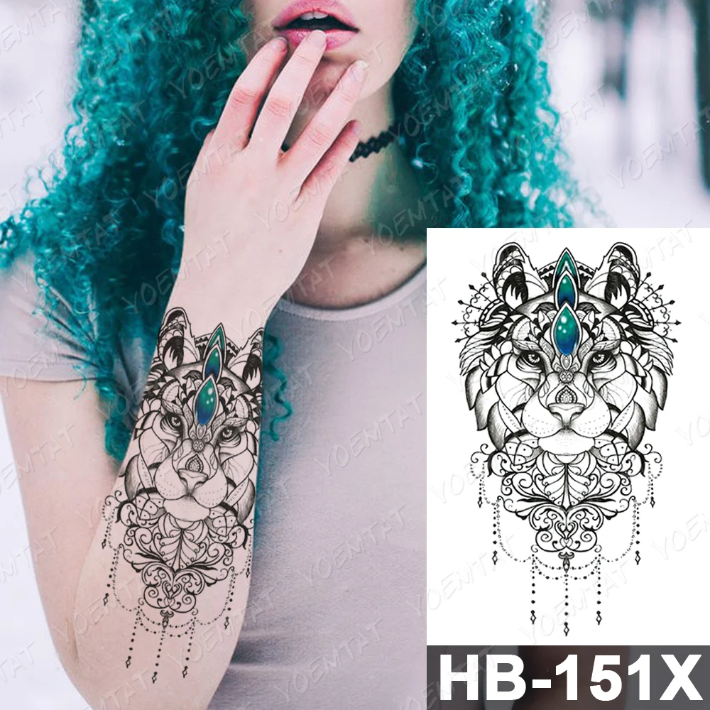 Waterproof Temporary Tattoo Sticker Flowers Cat Lynx Flash Tattoos Owl Satan Goat Body Art Arm Fake Tatoo Women Men