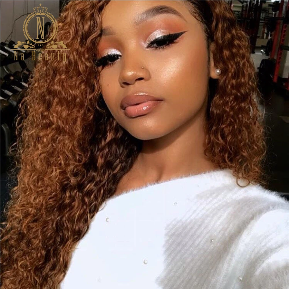 

30 Inch Lace Front Wig Honey Blonde Curly 13x6 Lace Front Human Hair Wigs Ombre Color Pre Plucked Human Hair Wigs Nabeauty 150